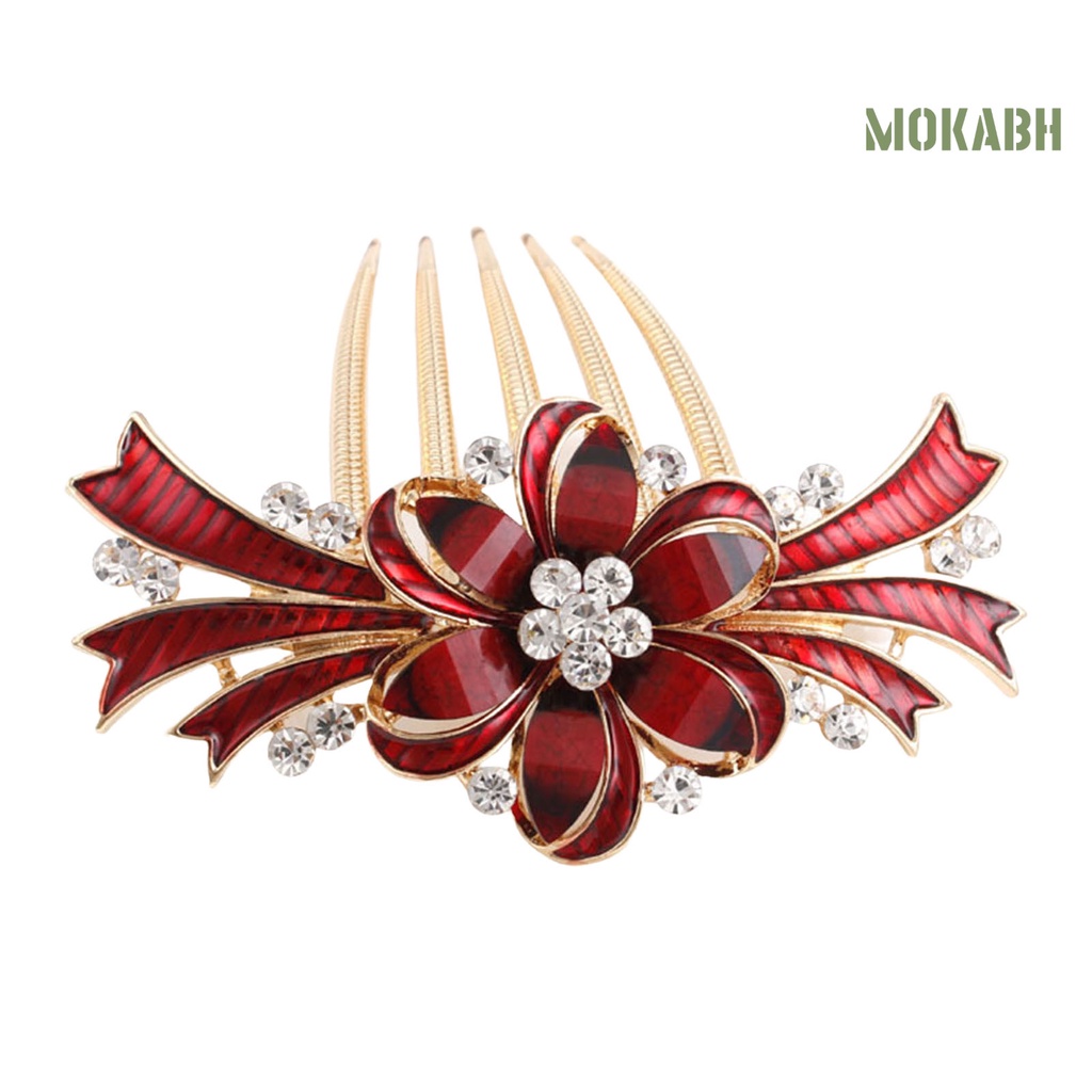 Lược Cài Tóc Hình Hoa Đính Đá Phong Cách Vintage Cho Nữ