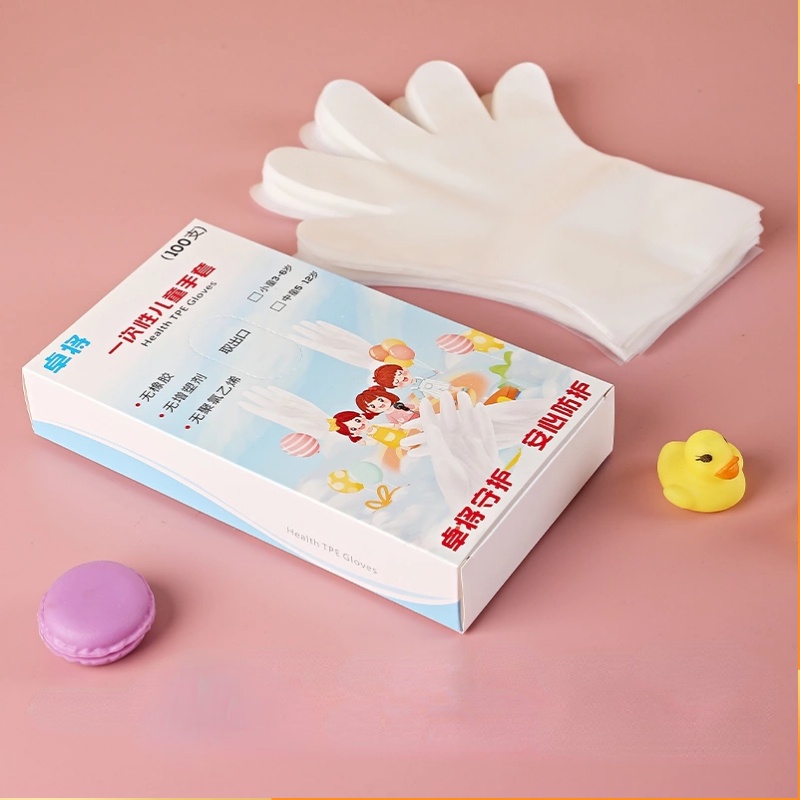 Set 100 Găng Tay TPE Sử Dụng Một Lần Cho Bé 3-12 Tuổi