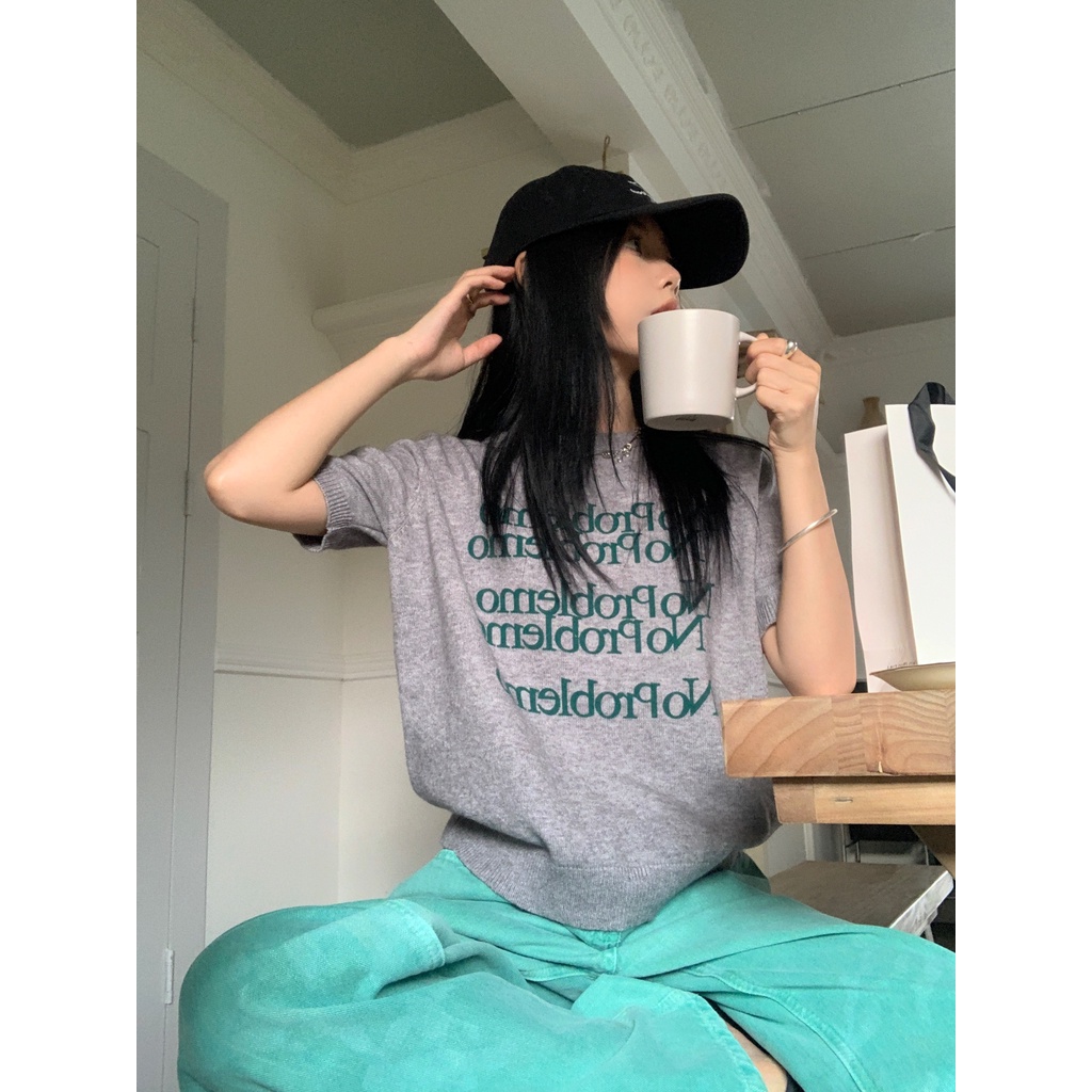 Áo Thun Nữ Tay Dài In Chữ Thời Trang Hàn Quốc