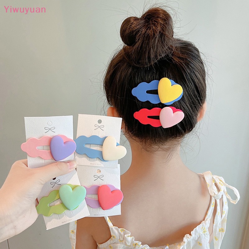 < Yiwuyuan > Kẹp Tóc Màu Kẹo Ngọt Hình Trái Tim Gợn Sóng Nhiều Màu Sắc Không Làm Tổn Thương Tóc Mái BB Dễ Thương Cho Bé Gái Mới