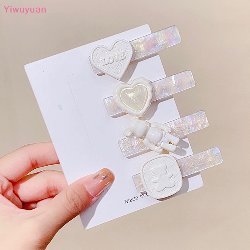 &lt; Yiwuyuan &gt; Kẹp Tóc Trang Trí Hình Học Trái Tim Acetate Thanh Lịch Ngọt Ngào Mới Cho Nữ