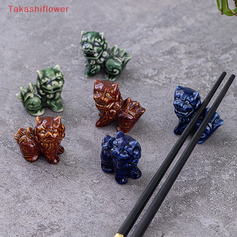 (Takashiflower) 1 Cặp Giá Đỡ Muỗng Nĩa Bằng Gốm Hình Pixiu Linh Vật Nhỏ Trang Trí Bàn Ăn Nhà Hàng