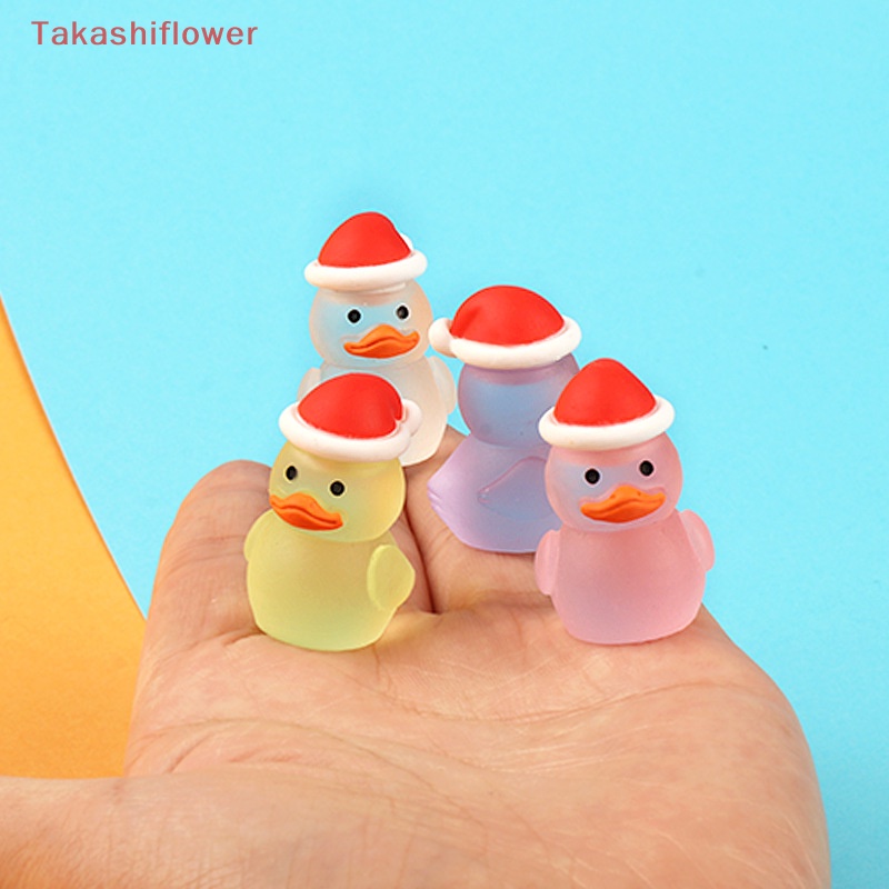 Set 1 / 5 Chú Vịt Đội Nón Đỏ Hoạt Hình Màu Dạ Quang Trang Trí Nhà Búp Bê / Tiểu Cảnh DIY