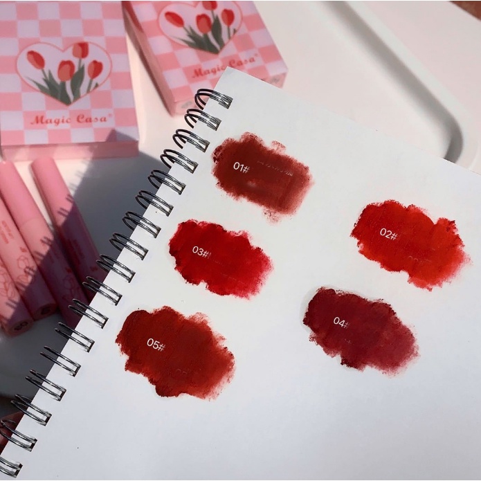 Set 5 Son Môi MAGIC CASA Chống Thấm Nước Cao Cấp Bộ Tulip