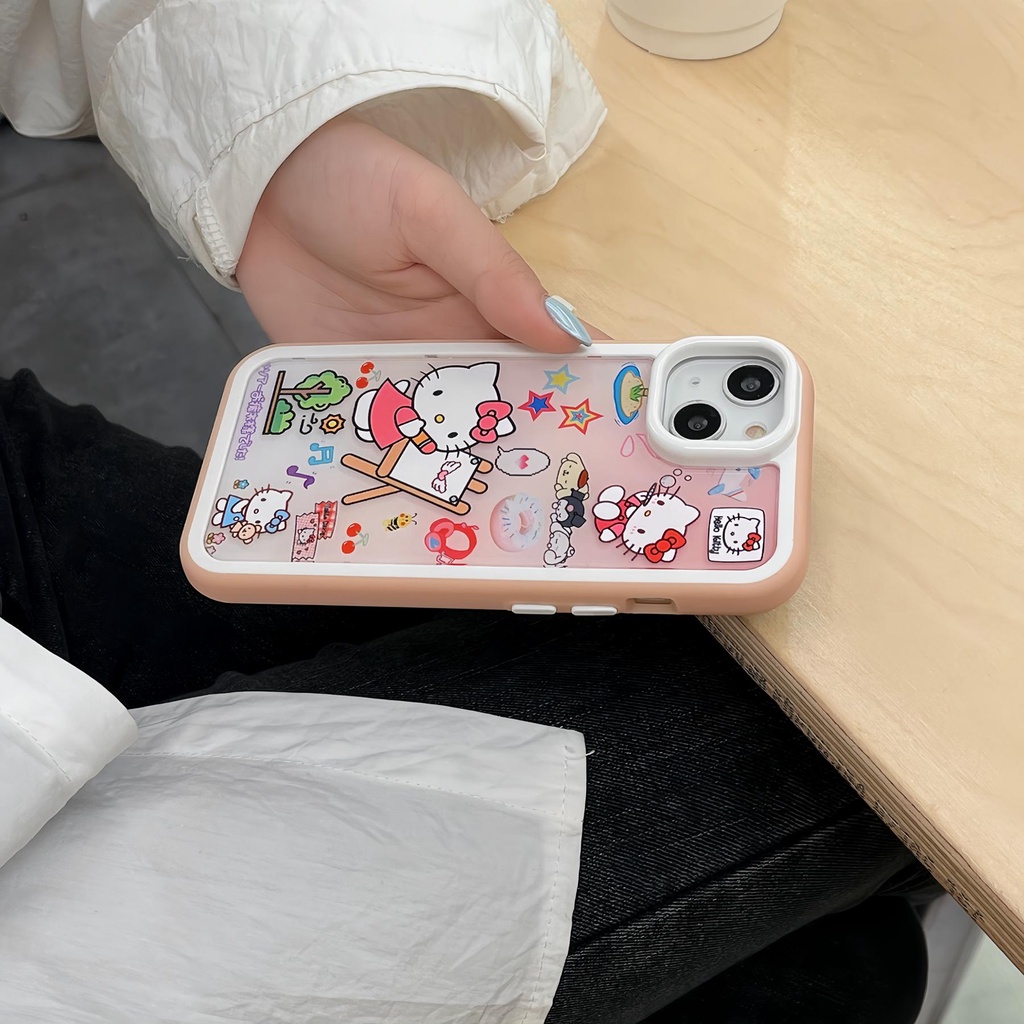 Ốp Điện Thoại Cứng Trong Suốt Họa Tiết Hoạt Hình Hello Kitty Dễ Thương Chống Sốc Cho iPhone 14 13 12 11 Pro Max