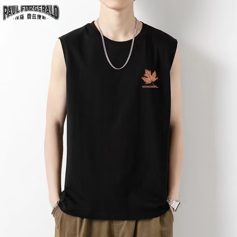 Áo Thun Ba Lỗ Cổ Tròn Dáng Rộng In Chữ PAUL FITZGERALD Phong Cách Nhật Bản Thời Trang Cho Nam (M-8XL)