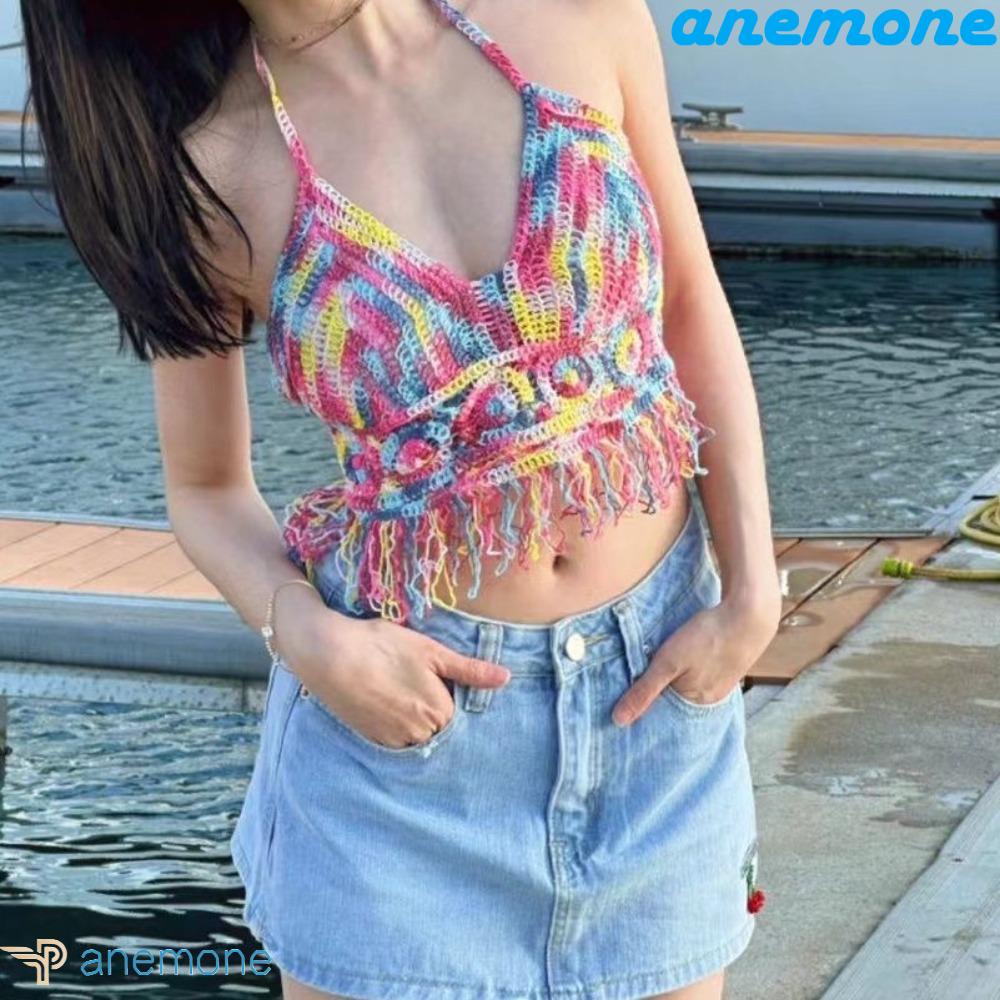 Áo Croptop Chất Liệu Cotton Phối Ren Lỗ Thời Trang Mùa Hè Quyến Rũ Cho Nữ