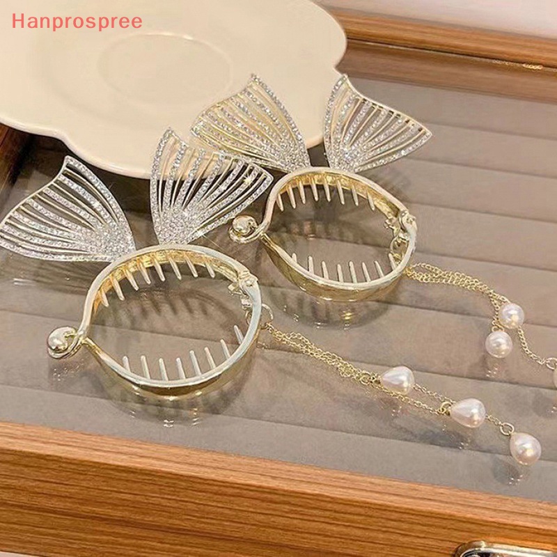 Kẹp Tóc Đuôi Ngựa Đính Đá Ngọc Trai Phối Tua Rua Thời Trang Cho Nữ