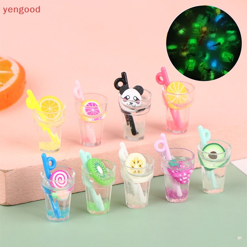 Set 2 / 10 Ống Hút Mini Bằng Resin Màu Dạ Quang Dùng Làm Trang Sức DIY