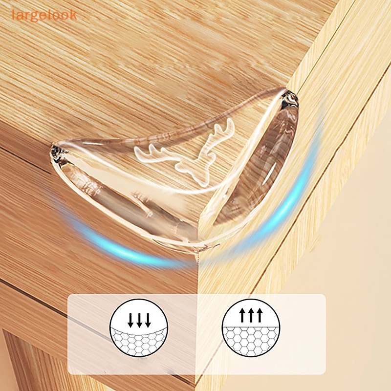 Bộ 2 Miếng Bọc Góc Bàn Nội Thất Bằng Silicon Dày Dặn Trong Suốt Hình Tuần Lộc Tiện Dụng
