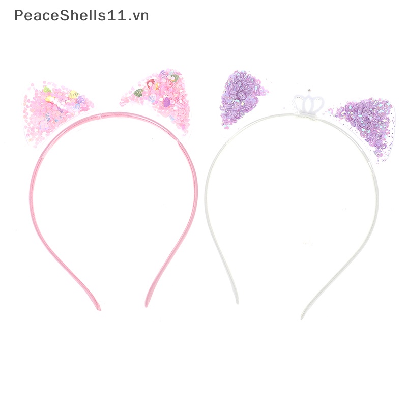 Băng Đô Tai Mèo Đính Kim Sa Lấp Lánh Dễ Thương Cho Bé Gái