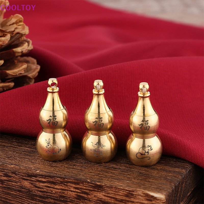 Cooltoy Phụ Kiện Móc Khóa Bằng Đồng Thau Hình Hồ Lô Rỗng Gắn Phía Trên Khắc Chữ Trung Quốc Trang Trí DIY Bán Chạy