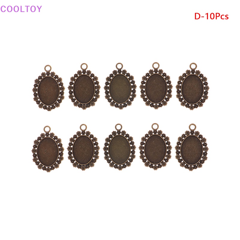 Set 10 Đế Đỡ Mặt Dây Chuyền Hình Oval 18 * 25MM Phong Cách Cổ Điển