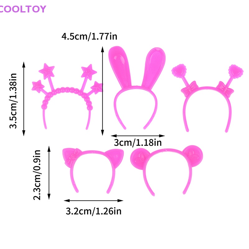 Set 5 Băng Đô Tai Thỏ / Mèo / Gấu Mini 30cm Dành Cho Búp Bê