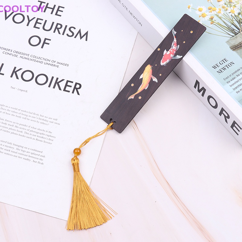 Thẻ Đánh Dấu Trang Sách Hình Cá Koi Vẽ Phong Cách Trung Hoa Sáng Tạo