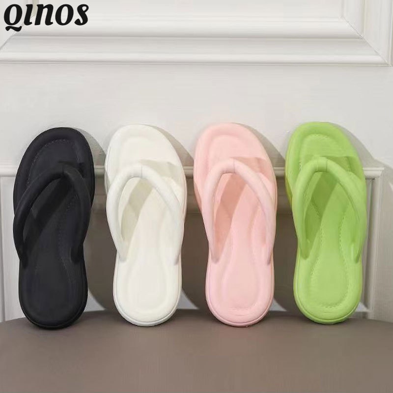 QINOS EVA Siêu Nhẹ Chống Trượt Cho Nữ Dép Dép xỏ ngón nữ Flip Flop chất siêu nhẹ đi biển cực chất