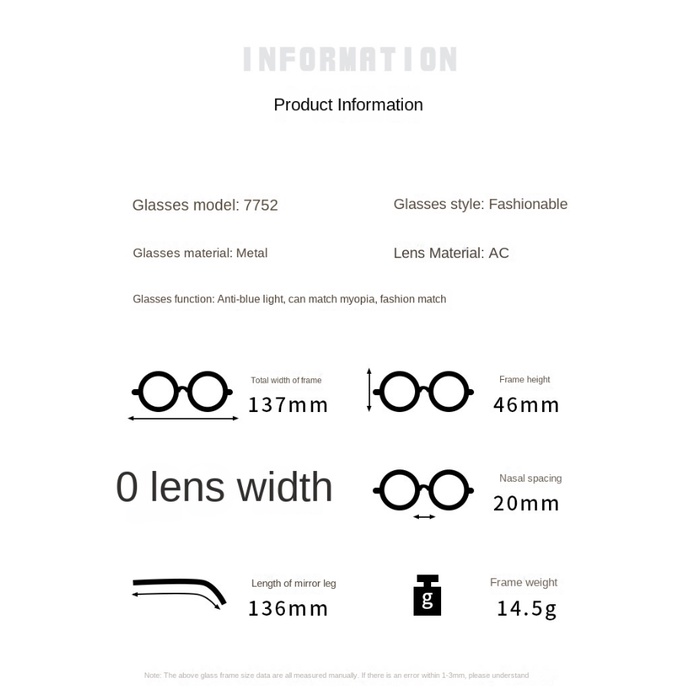 【-0°~-400°Mắt Kính Chống Ánh Sáng Xanh Thời Trang Cho Nam Nữ