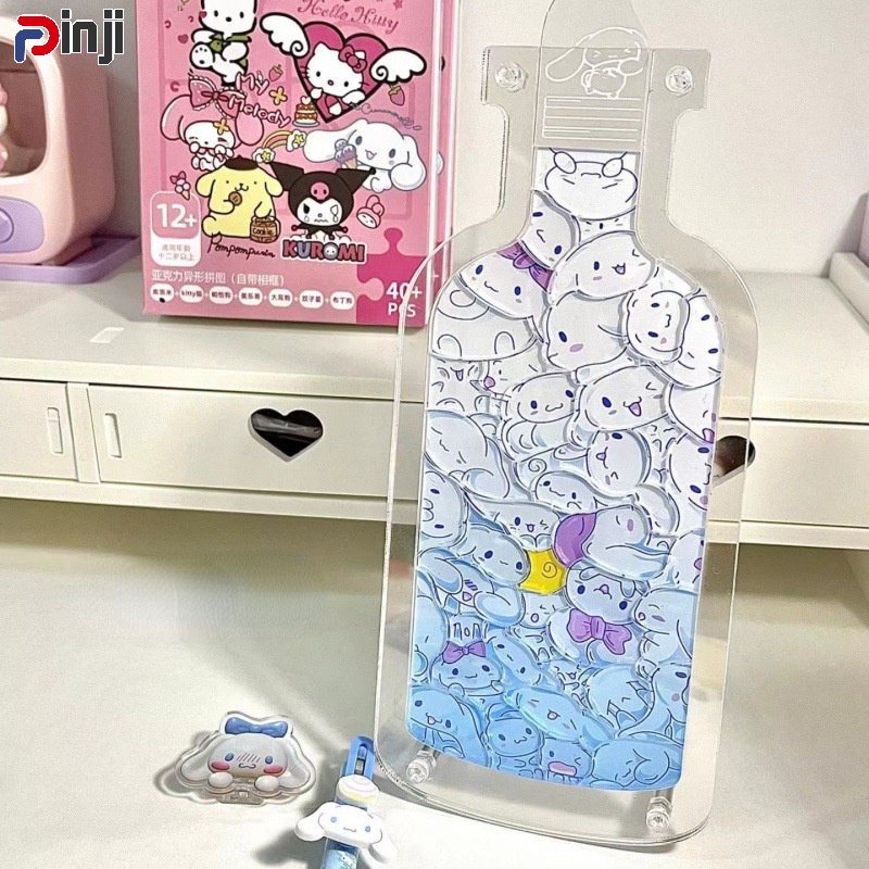 SANRIO Đồ Chơi Xếp Hình Lọ Thủ Công DIY Bằng Acrylic Sáng Tạo Trang Trí Bàn Làm Việc