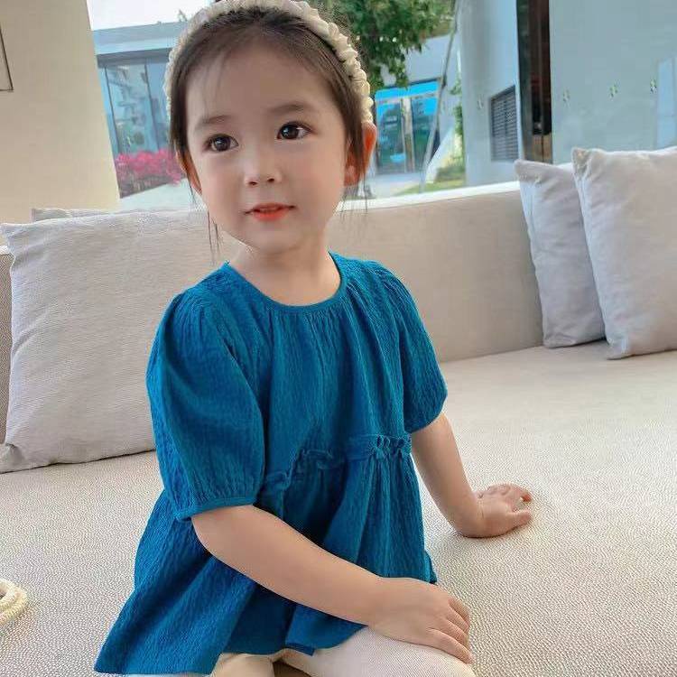 Áo Sơ Mi Vải Lanh Cotton Màu Sắc Đơn Giản Phong Cách Hàn Quốc Cho Bé Gái