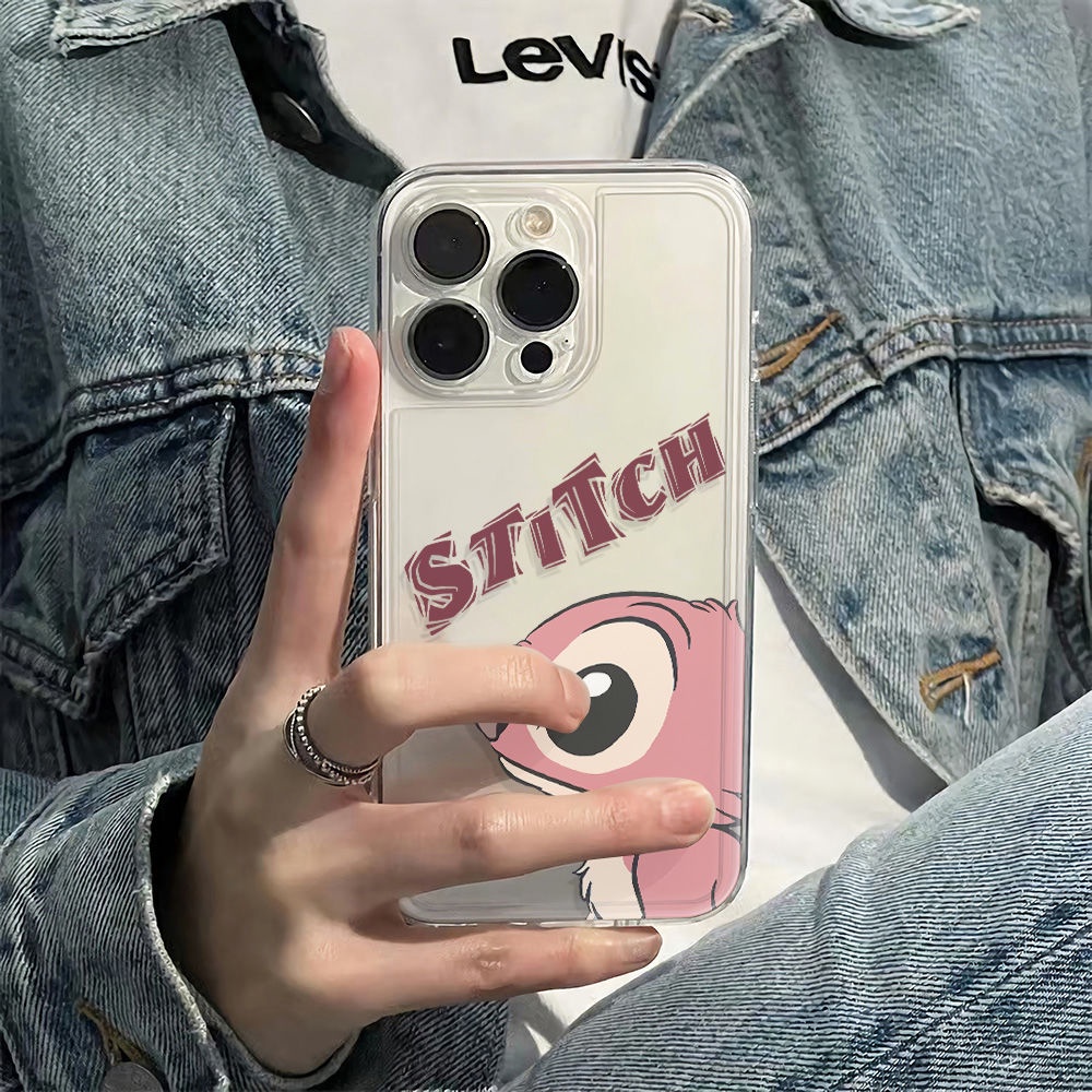 ✅Ốp Điện Thoại Dẻo Màu Hồng Họa Tiết Hoạt Hình Stitch Dễ Thương Chống Sốc Cho iPhone12max 13116ins 14pro UUP6 plus78