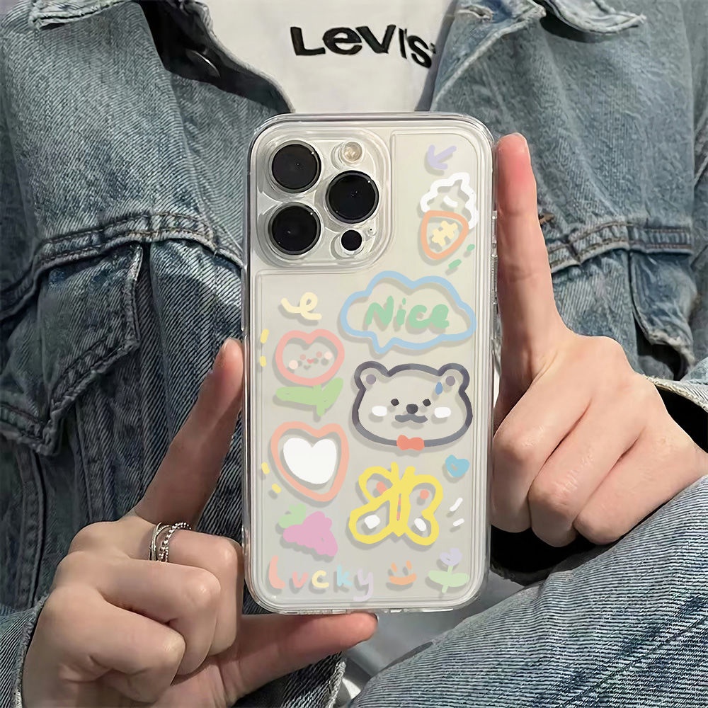 ✅Ốp Điện Thoại Thời Trang Cho Iphone 6S Plus 6121314Ốp Điện Thoại Mềm Chống Sốc Họa Tiết Bướm Và Gấu Cho Apple Pro78 max 11 VB2L