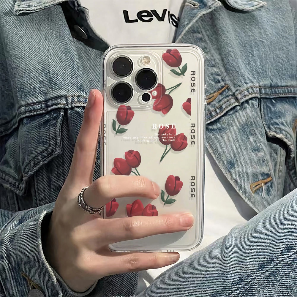 ✅Ốp Điện Thoại Dẻo Họa Tiết Hoa Tulip Đơn Giản Thời Trang Chống Sốc Cho Iphone13Max plus1178 6Iniphone12 Apple 14pro