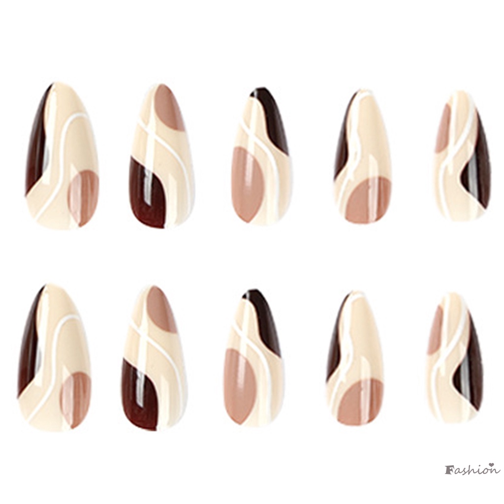 Móng Tay Giả Màu Nâu &amp; Trắng Bằng Chất Liệu ABS Giả Nhẹ Nhàng Để Trang Trí Móng Tay Và Da