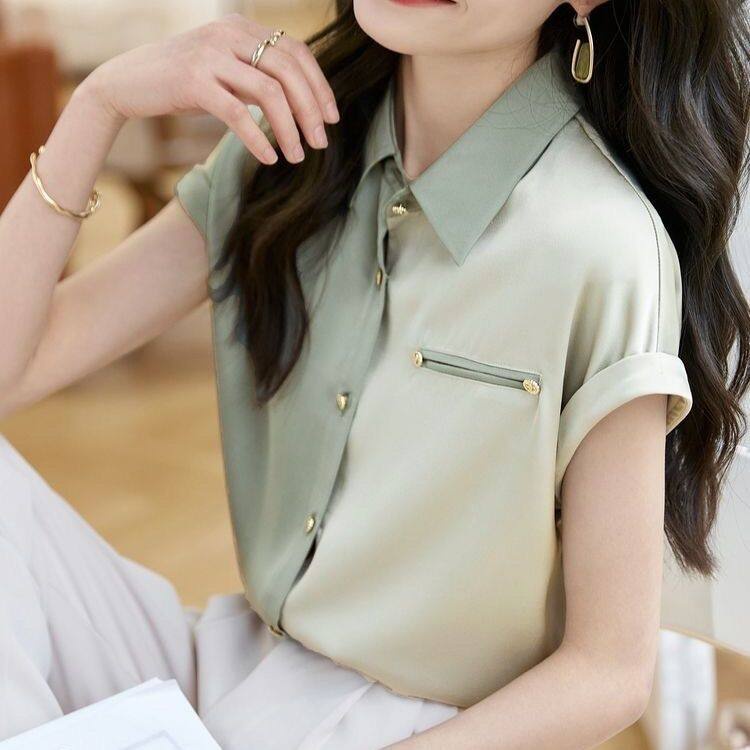 Áo Sơ Mi Tay Ngắn Dáng Rộng Phong Cách Thời Trang Hàn Quốc Dành Cho Nữ