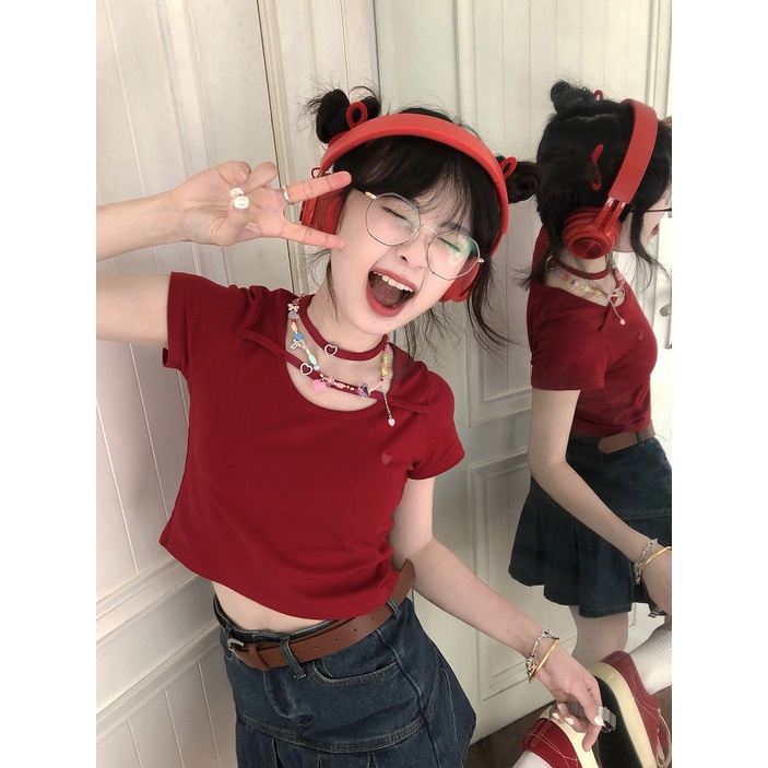 Áo Sơ Mi Dopamine Trái Tim Đa Năng Quyến Rũ Thời Trang Mùa Hè Cho Nữ