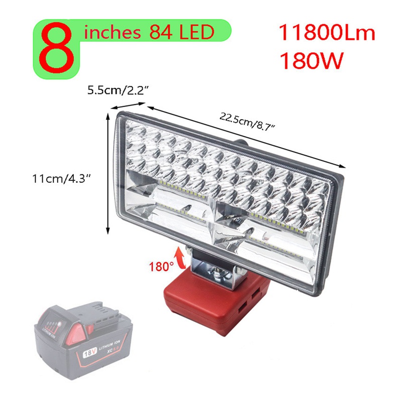 Đèn Pin Hai Cổng USB Chuyên Dụng Cho Milwaukee M18 14.4V 18V Li-Ion