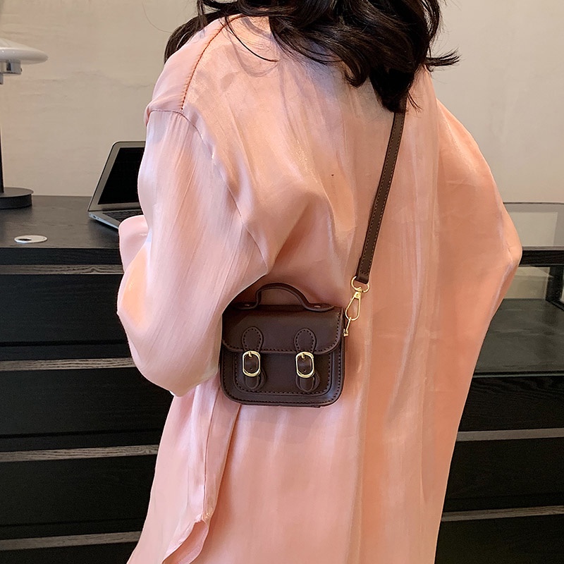 Túi Đeo Chéo Da PU Màu Trơn Phong Cách Thời Trang Mới Chất Lượng Cao Cho Nữ