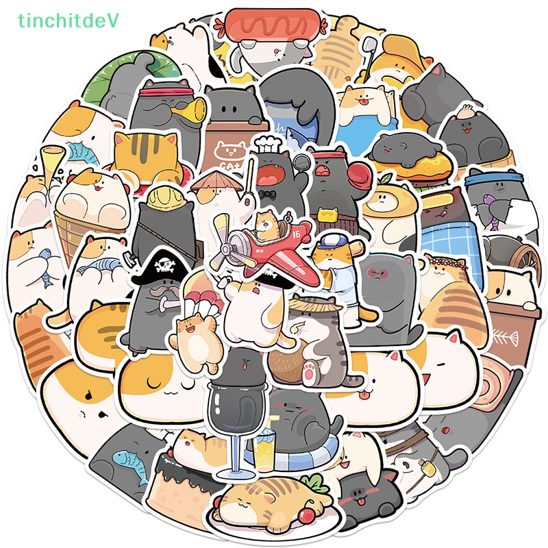 Bộ 50 Miếng Dán Họa Tiết Mèo Graffiti Dễ Thương Dùng Trang Trí Sổ Tay / Guitar