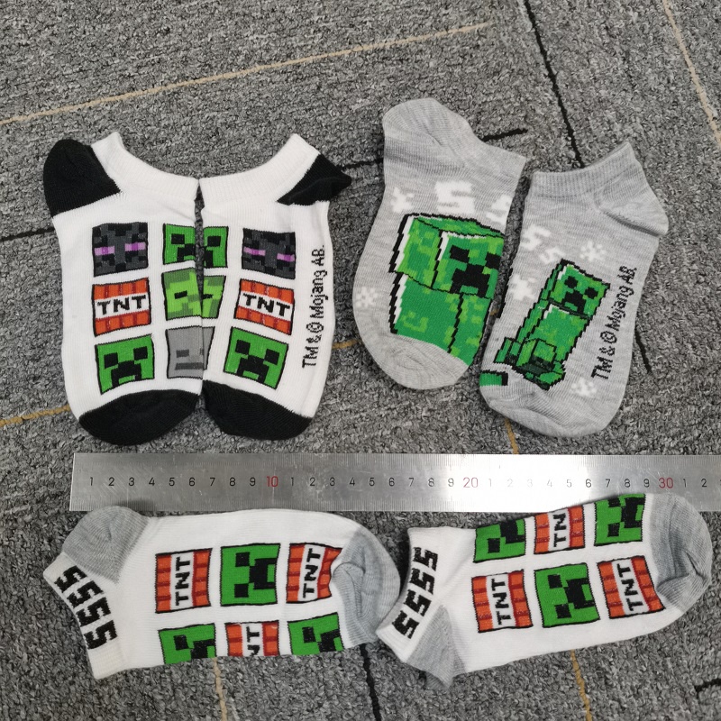 Set 3 Đôi Vớ Họa Tiết Hoạt Hình Minecraft Dễ Thương Cho Bé