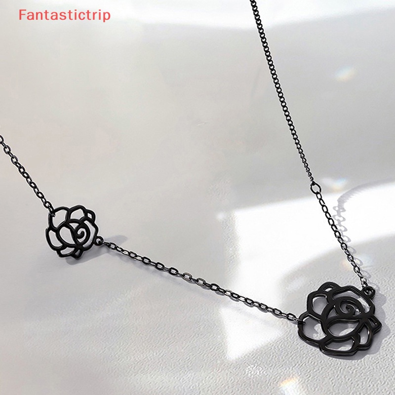 [Fantastictrip] Vòng Cổ Choker Ngắn Hình Hoa Hồng Đen Phong Cách Gothic Hàn Quốc Làm Quà Tặng Mới