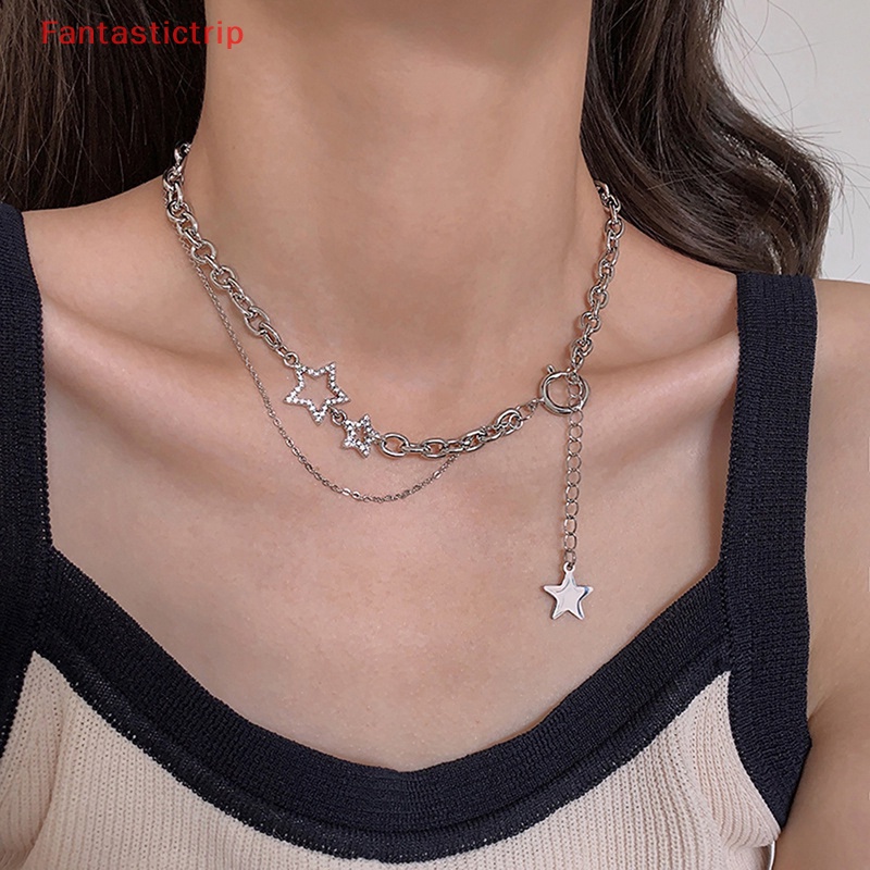 Vòng Cổ Choker Y2k Nhiều Lớp Đính Đá Zircon Hình Ngôi Sao Lấp Lánh Thời Trang Cho Nữ