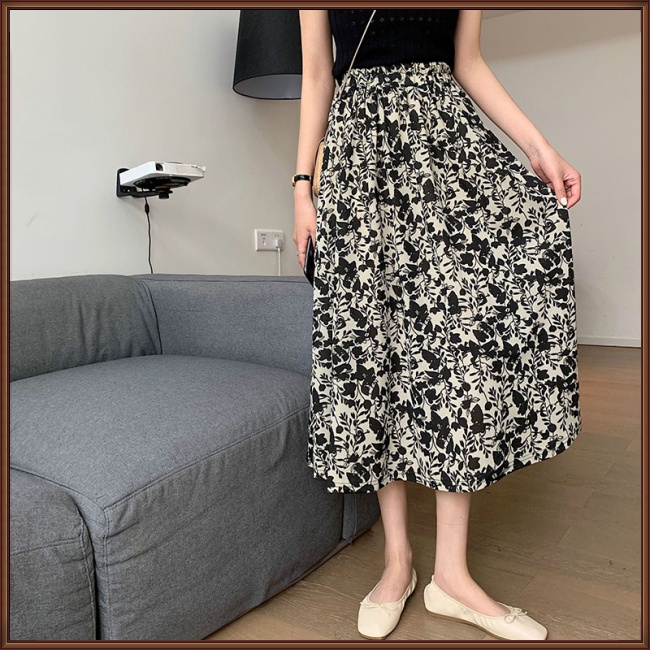 Chân Váy Dài Lưng Cao In Họa Tiết Hoa Bằng Sợi Hóa Học Thời Trang Mùa Hè Cho Nữ