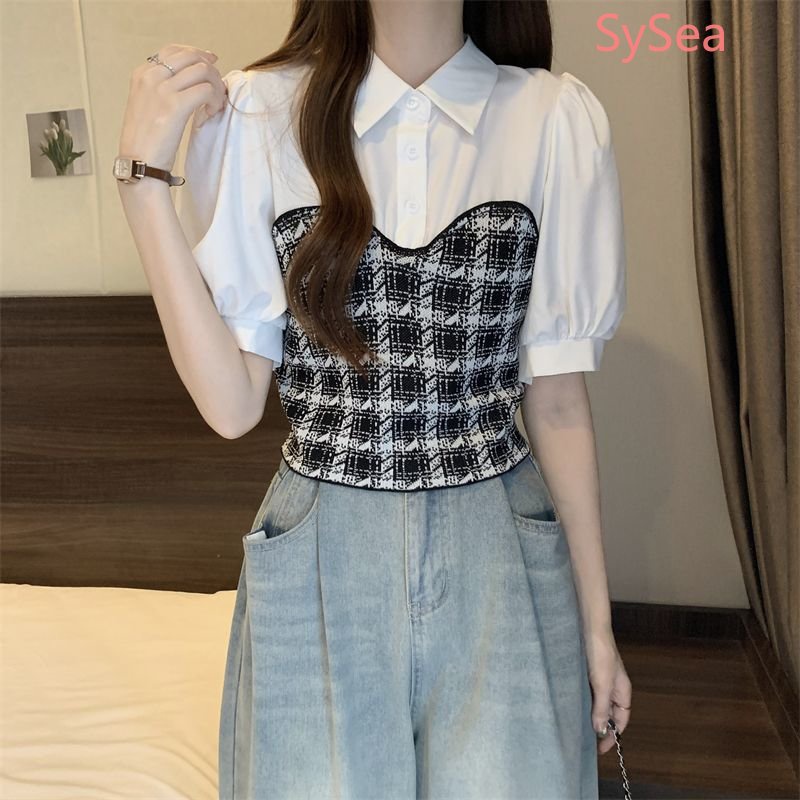 Áo Sơ Mi Tay Phồng Cổ Bẻ Thời Trang Mùa Hè Phong Cách Pháp Cho Nữ