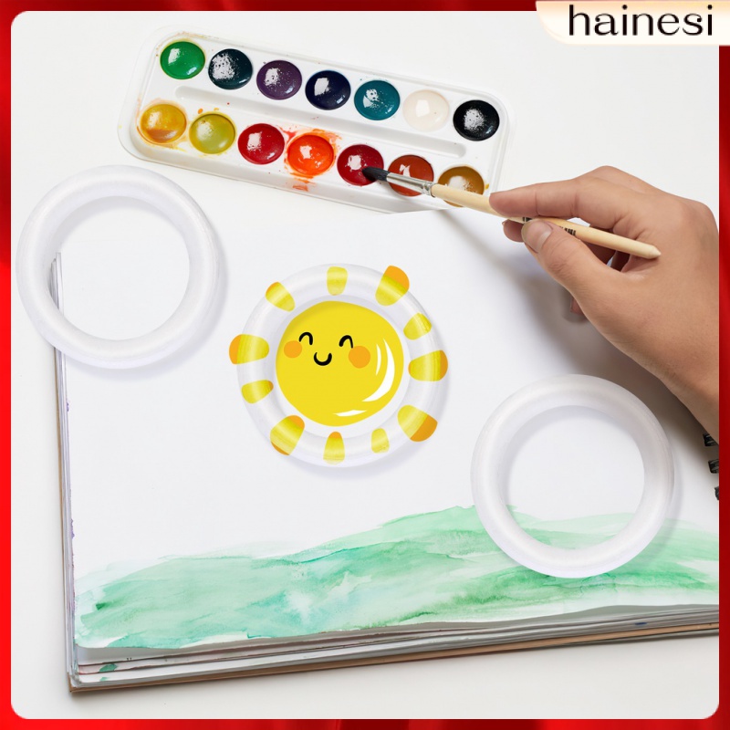 Set 10 Vòng Hoa Màu Trắng Bằng Xốp Chưa Trang Trí