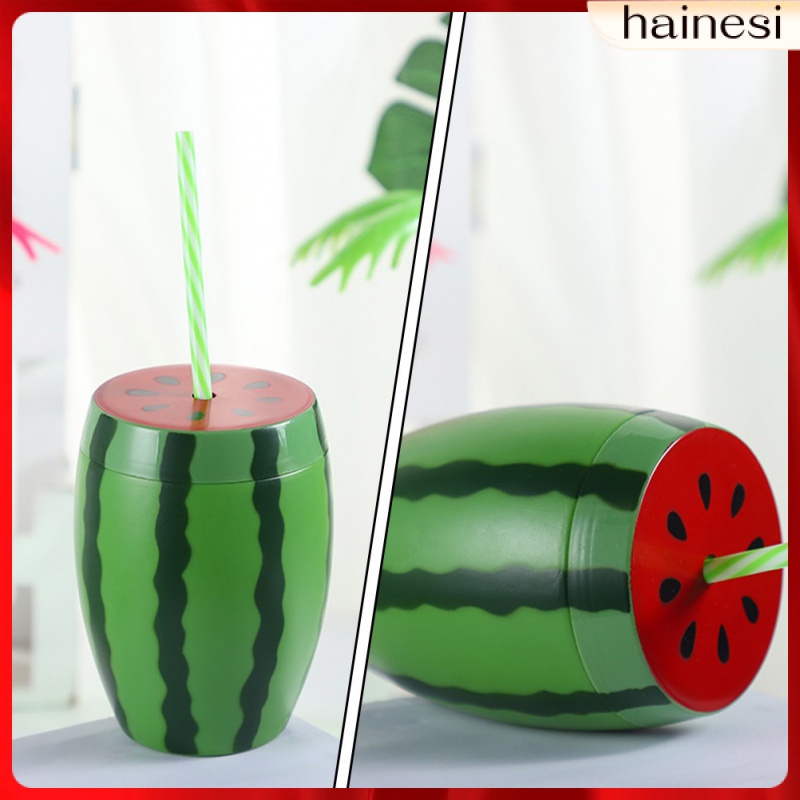 Set 4 Cốc Uống Nước Bằng Nhựa Kính Họa Tiết Dưa Hấu Hawaii Trang Trí Tiệc Tùng / Du Lịch Cho Bé