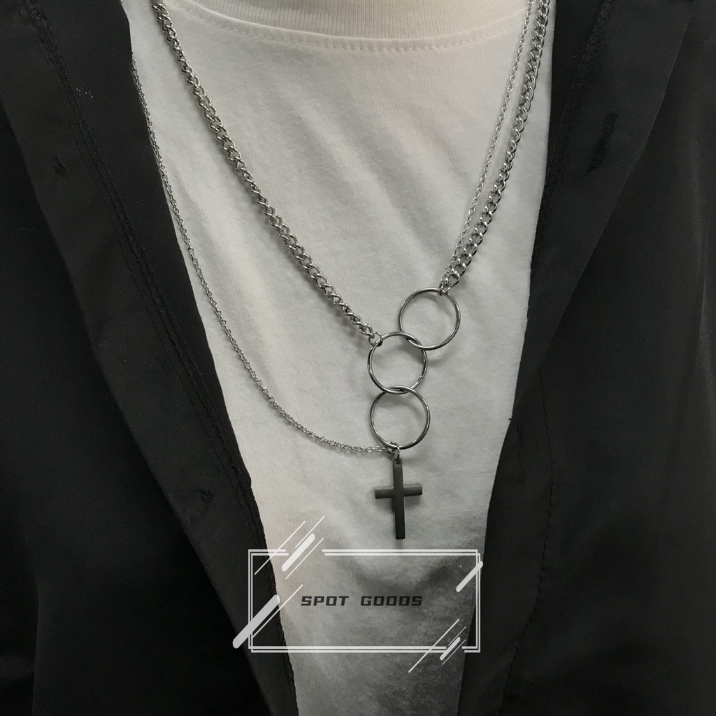 Vòng cổ Nhiều Lớp Mặt Thánh Giá Phong Cách hip hop