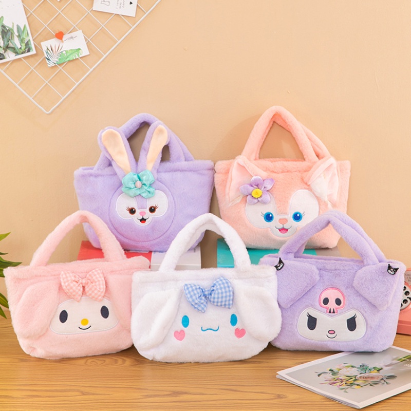 SANRIO Túi Xách Nhồi Bông Hình Kuromi Cinnamoroll Melody Stellalou Dễ Thương Cho Bé Gái