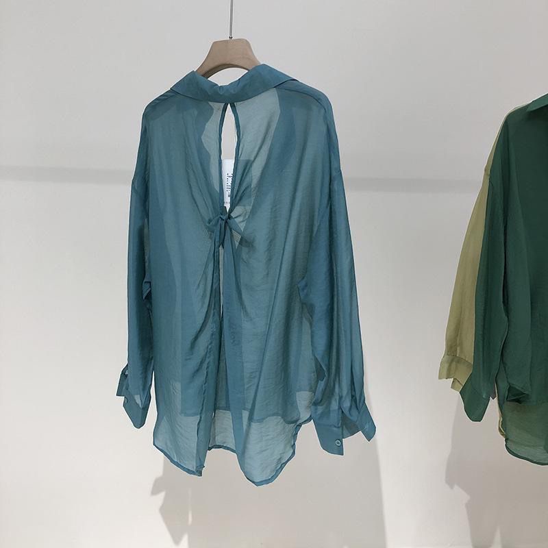 [F &amp; X] Áo Khoác Siêu Mỏng Cỡ Lớn Thắt Nút Sau Lưng Chống Nắng Cho Nữ Zeng Colormer