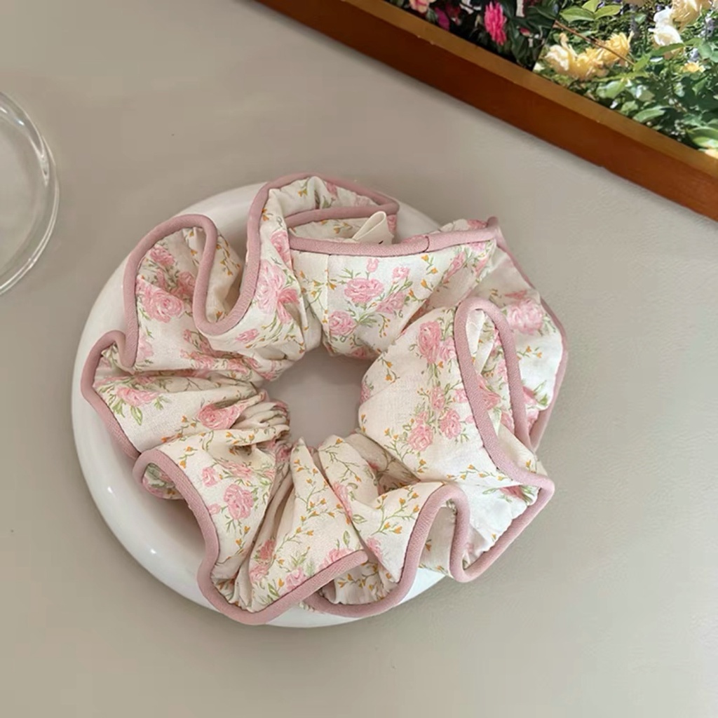 Dây Cột Tóc Cao Su Co Giãn In Họa Tiết Hoa Phong Cách Hàn Quốc Mẫu Mới 2023 Thời Trang Cho Nữ