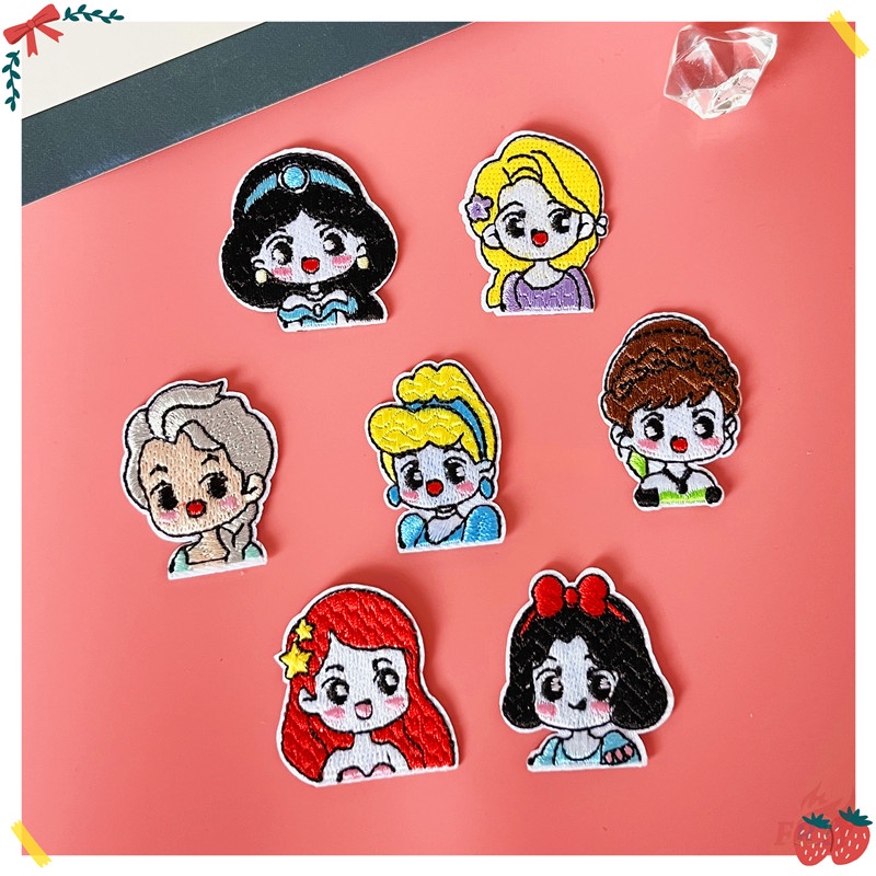 ♥ Miếng Vá Bằng Sắt Hình Hoạt Hình Dễ Thương ♥ 1 Huy Hiệu Cài Áo Hình Elsa / Anna / Rapunzel / Jasmine / Bạch Tuyết / Cinderella / Ariel
