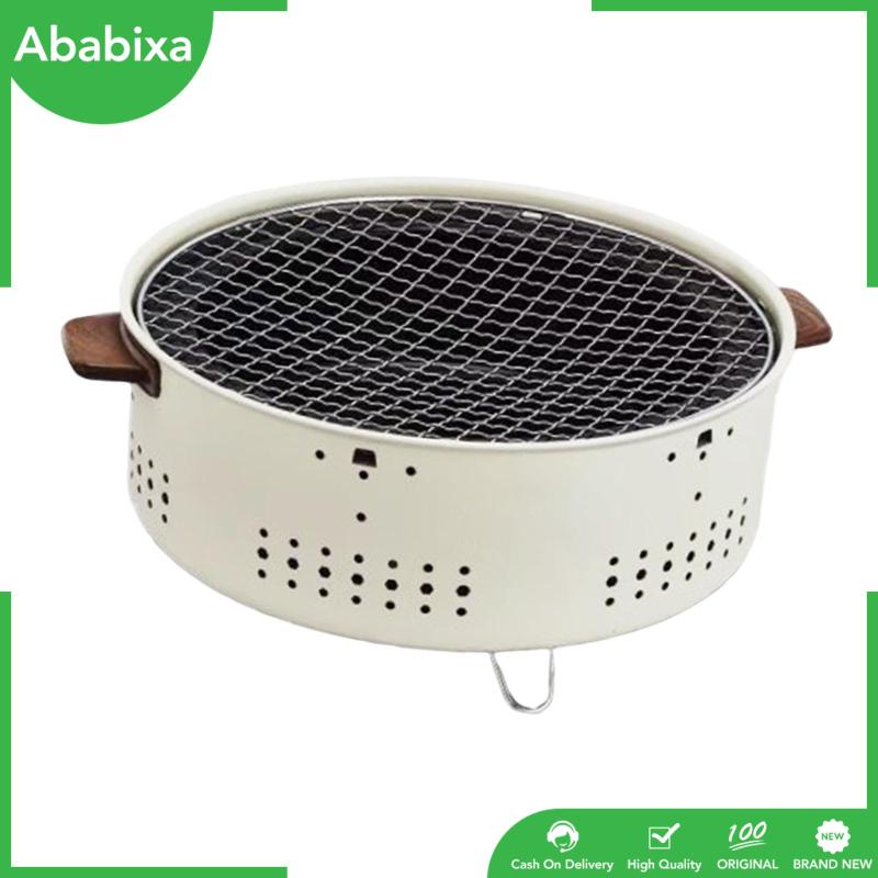 Vỉ Nướng Hình Tròn 12.2x5.5inch Tay Cầm Bằng Gỗ Chống Bỏng Siêu Bền Tiện Dụng Mang Theo Du Lịch Dã Ngoại