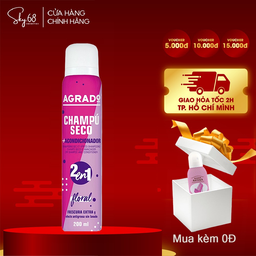 Dầu Gội Khô Hương Hoa Tươi Mát Agrado Floral 200ml - HỒNG