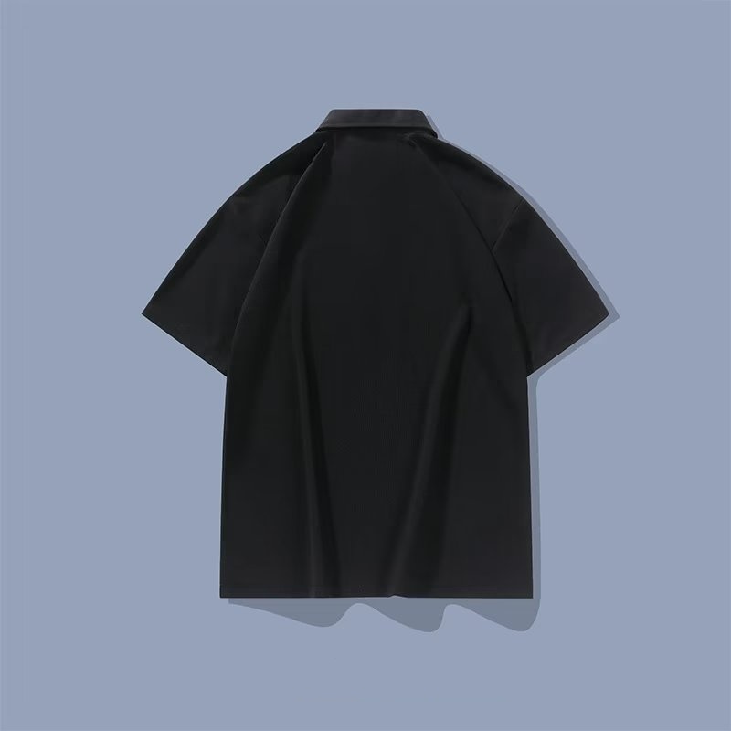 Áo polo Màu Đen Tay Ngắn Dáng Rộng Có Size Lớn XXL-8XL Dành Cho Nam Giới