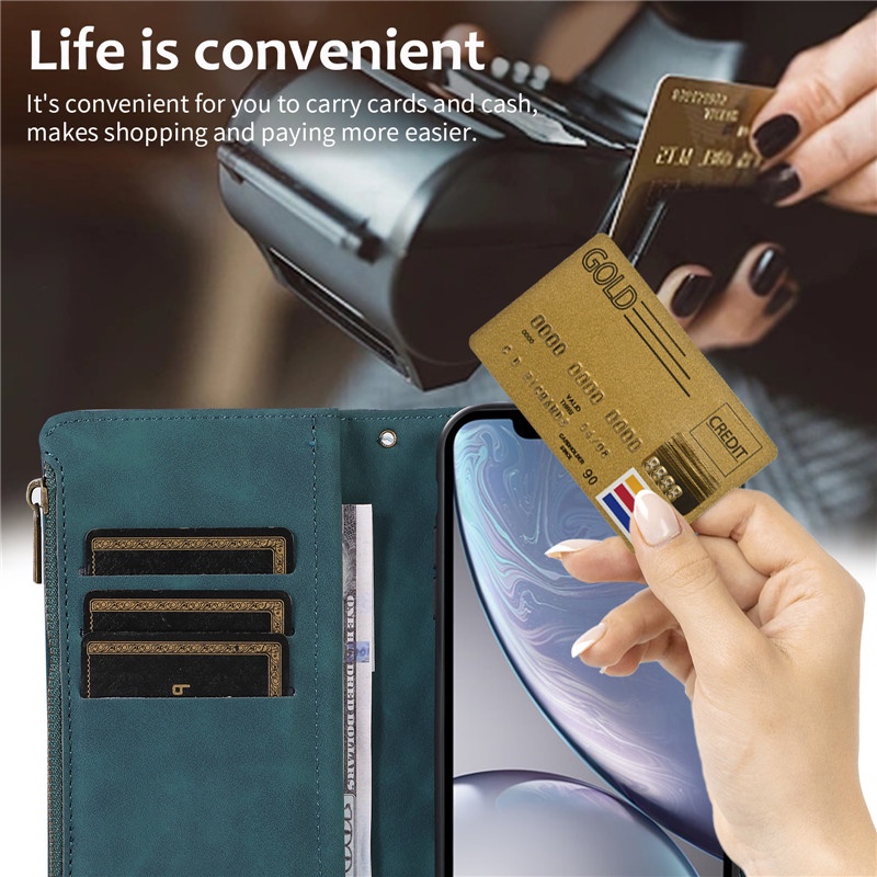 Bao Da Điện Thoại Kiêm Ví Gập Đựng Thẻ Sành Điệu Cho IPhone 11 Pro XS Max X XR 8 7 6 6s Plus SE