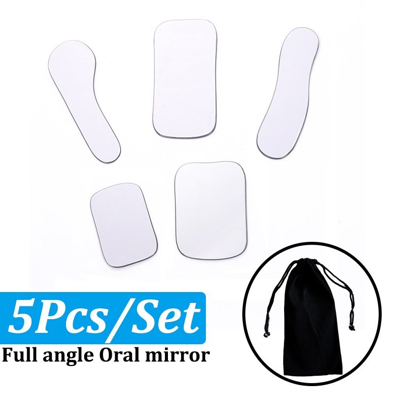 5 Gương Phản Chiếu 2 Mặt Dùng Trong Nha Khoa Kèm Túi Đựng