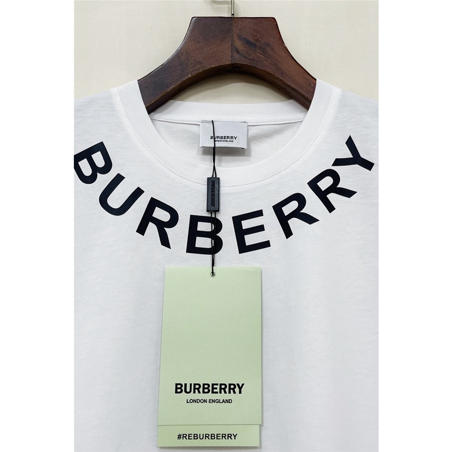 Áo Thun cotton Ngắn Tay Cổ Tròn In Hình Burberr Cá Tính Dành Cho Nam / Size S-4XL